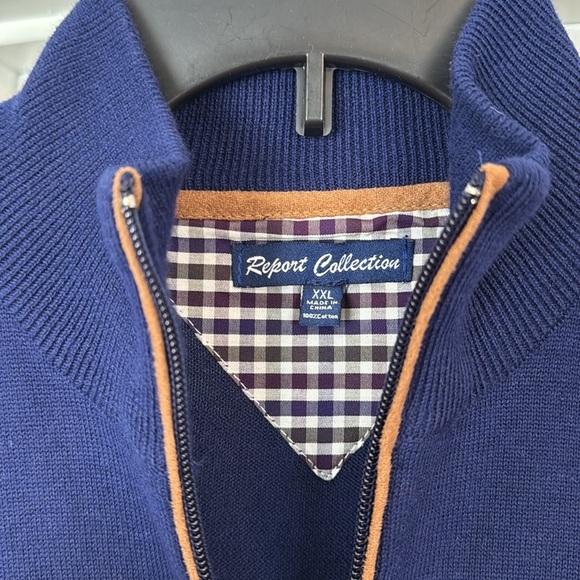 Set of 2 men’s quarter zip sweaters with suede detail at zipper - Picture 3 of 3